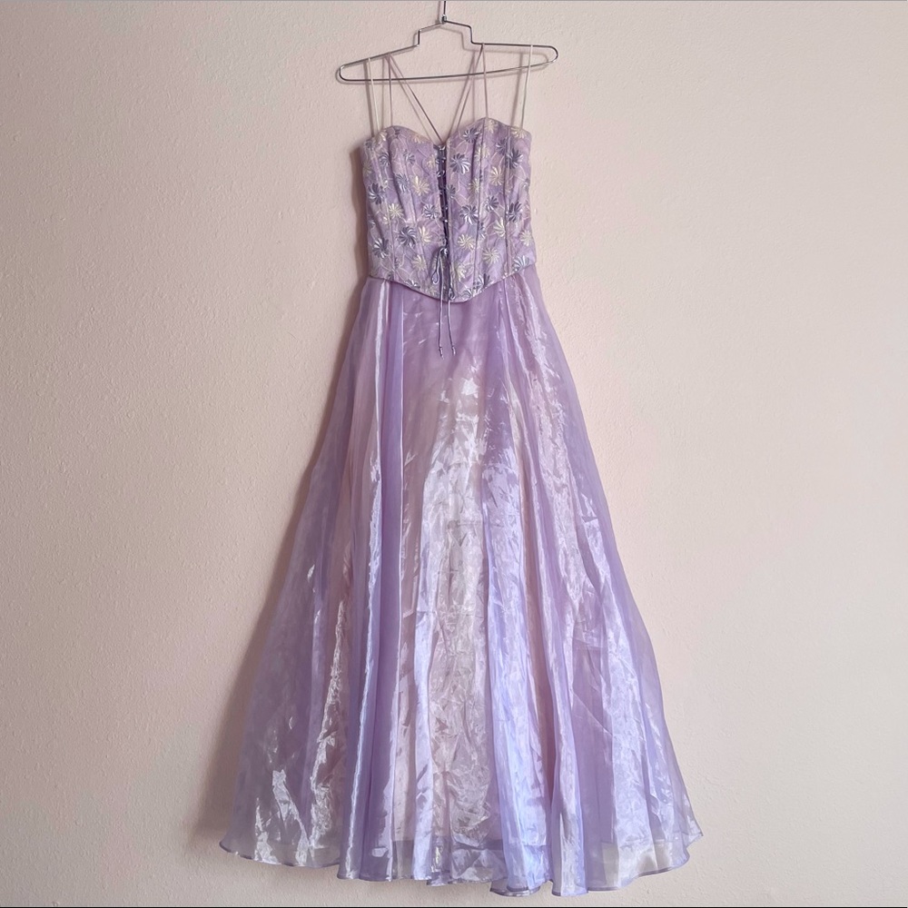 Vintage Y2k Pastel Purple & Pink Aspeed Gown 3/4 Prom Princess Small